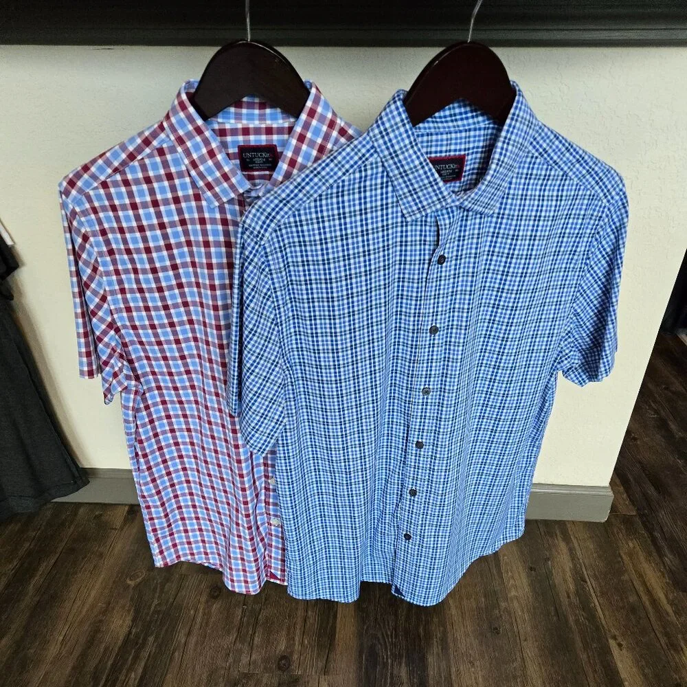2 Untuckit Medium Slim Fit Short Sleeve 92% Nylon 8% Elastine - Picture 1 of 4